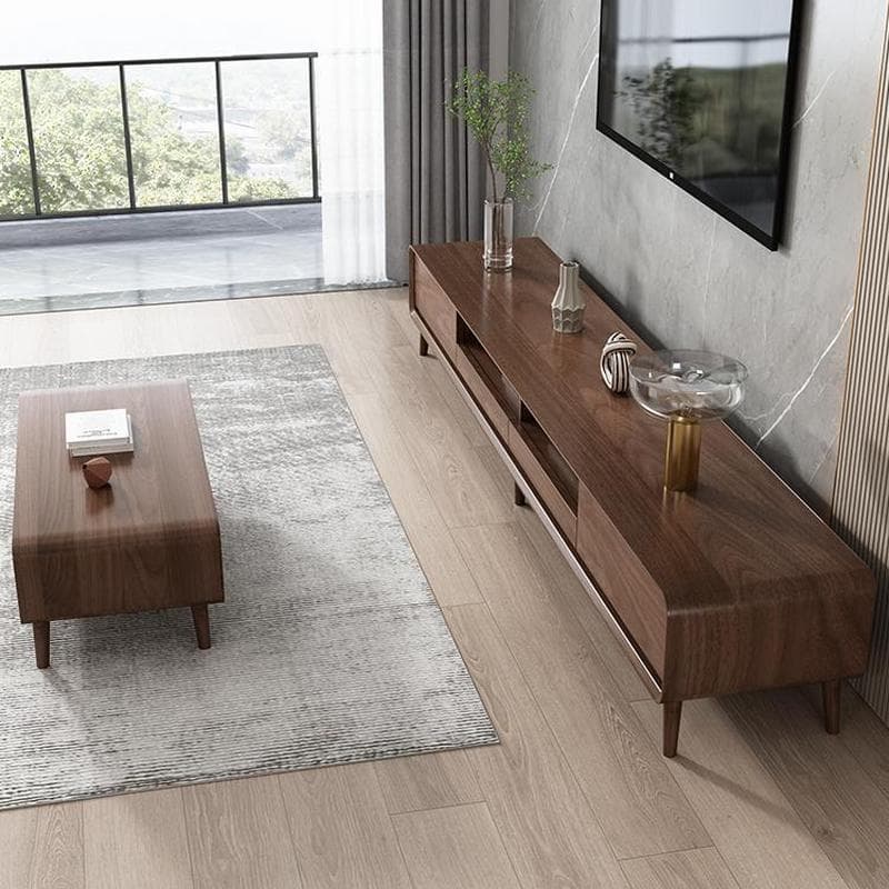 Modern Low Profile Wood TV Stand lifestyle 3