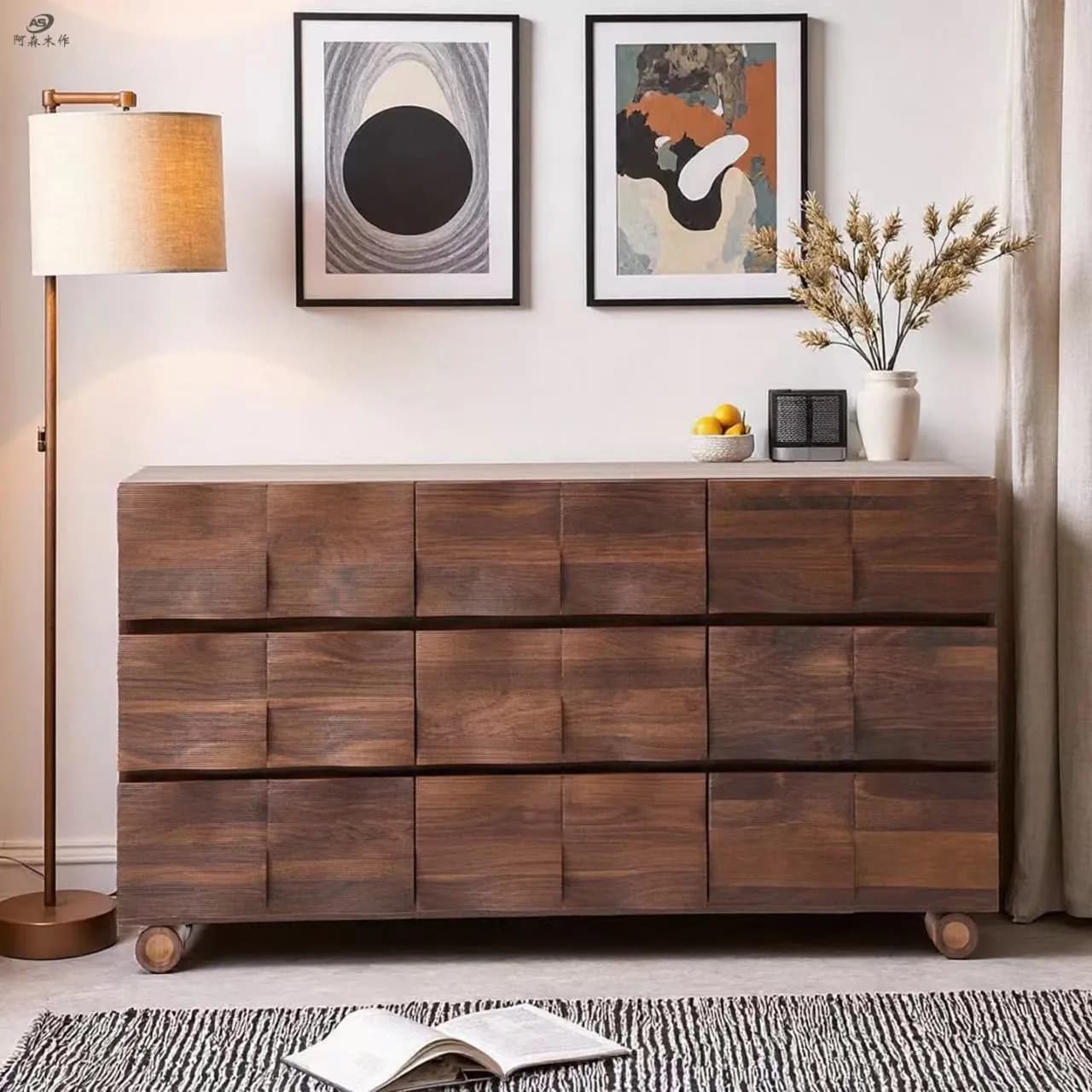 Wavy Walnut Wood Sideboard lifestyle 2