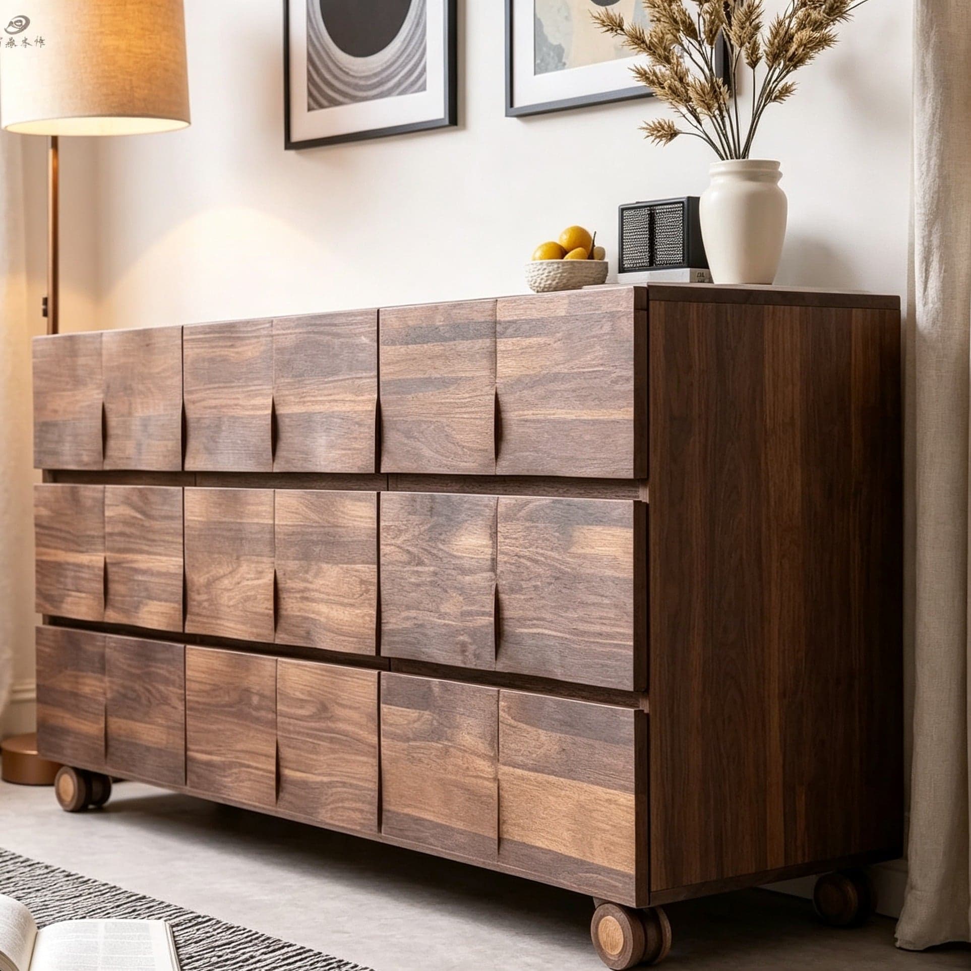 Wavy Walnut Wood Sideboard lifestyle 3