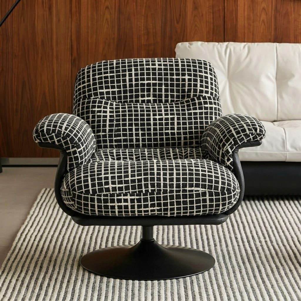Swivel Lounge Chair, Grid Fabric lifestyle 1