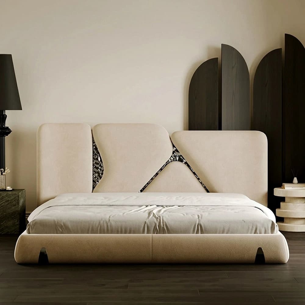 Organic Modern Fabric Upholstered Bed Frame
