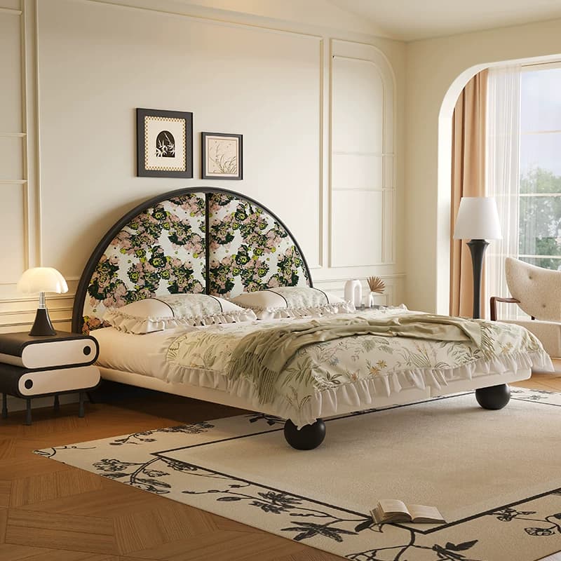 Curved Floral Velvet Bed lifestyle 3
