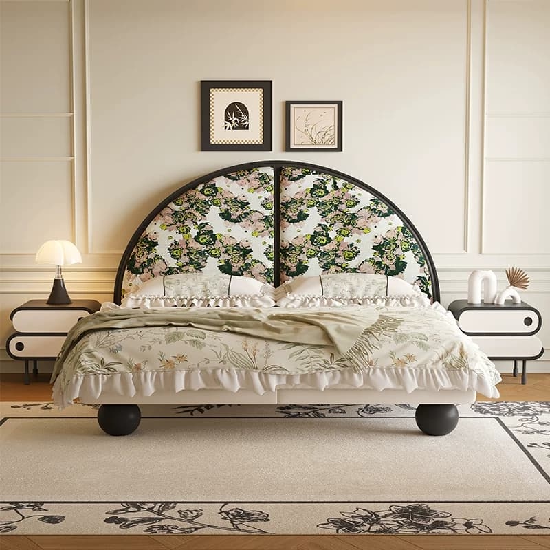 Organic Modern Chenille Upholstered Bed Frame