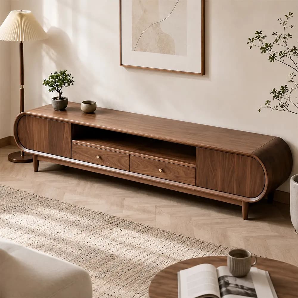 Minimalist Black Walnut TV Stand lifestyle 3