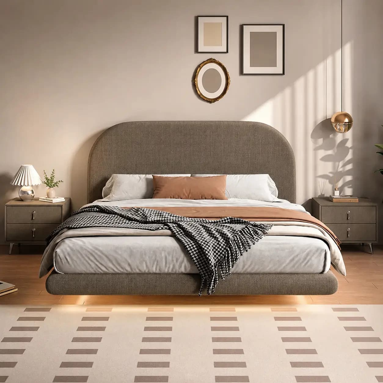 Contemporary Fabric Upholstered Bed Frame