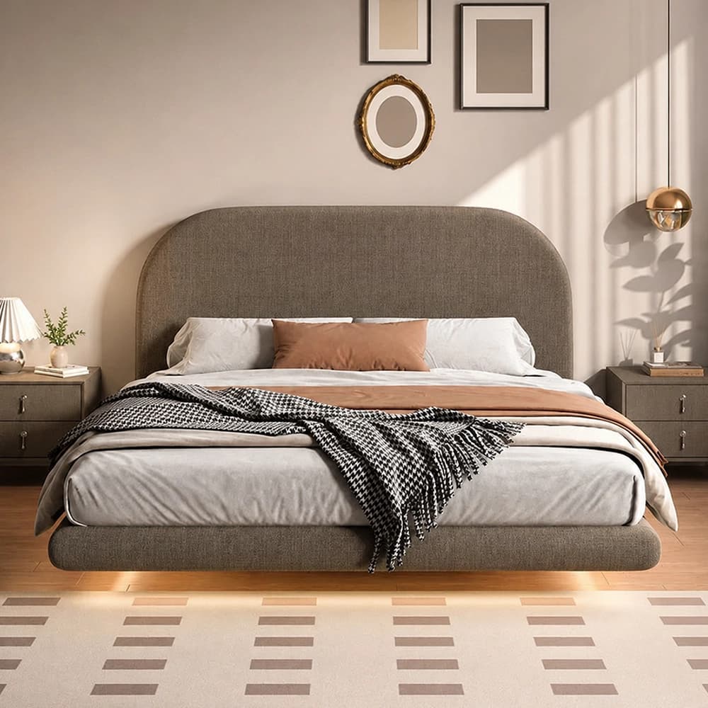 French Chenille Floating Storage Bed lifestyle 1