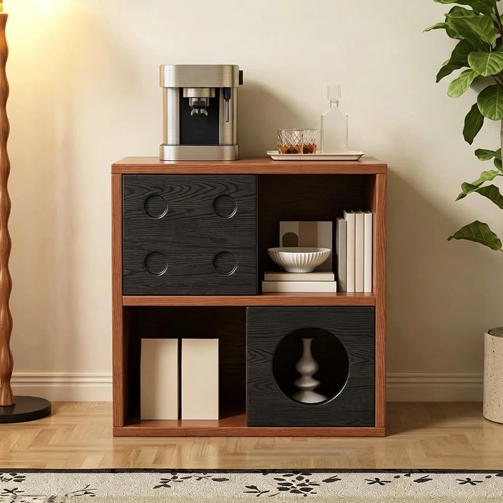 19.3" Japandi Plywood Nightstand with Open Shelf