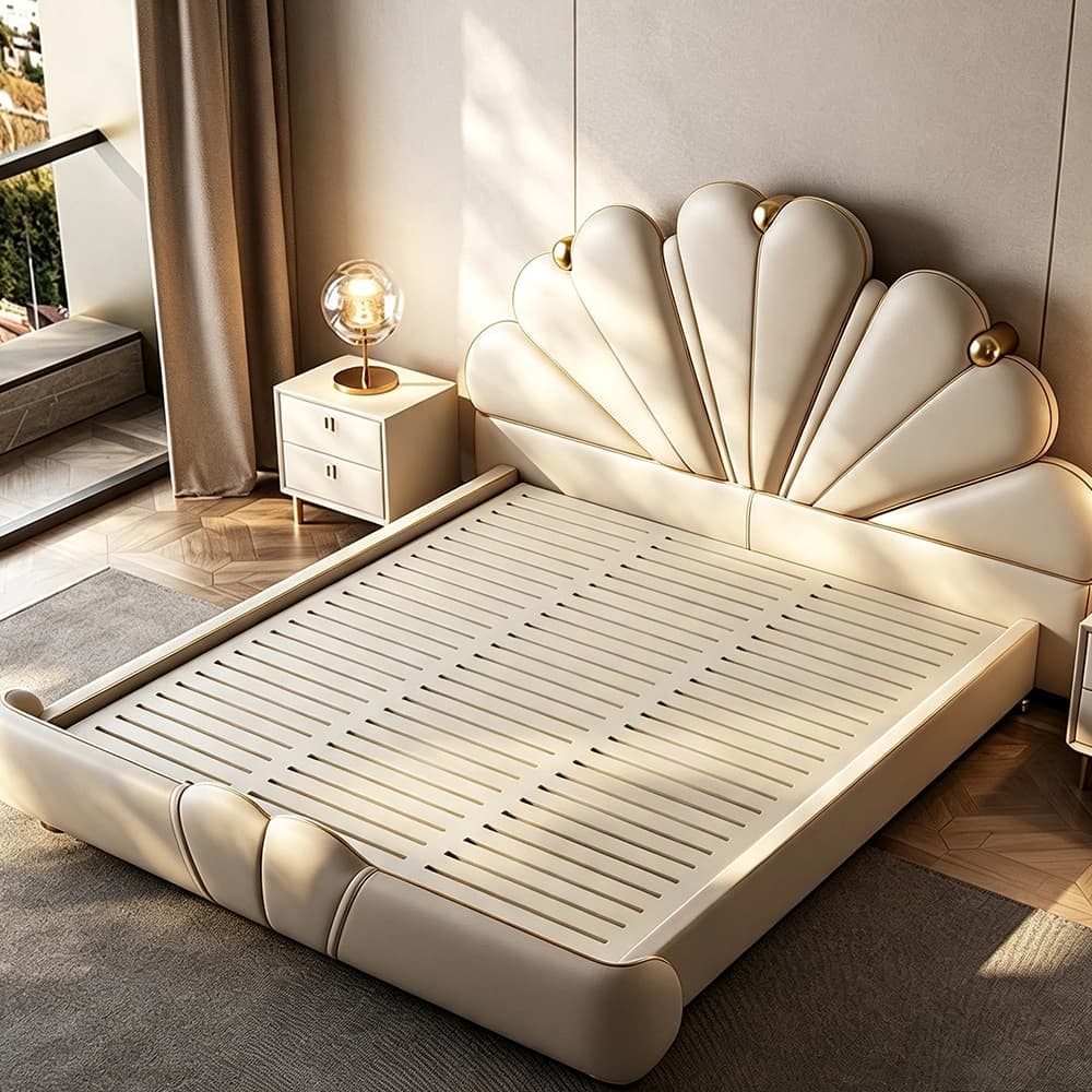 Upholstered Bed with Petal Backrest lifestyle 1