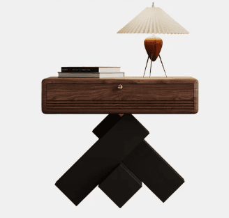 Vintage Geometric Wood Nightstand lifestyle 1