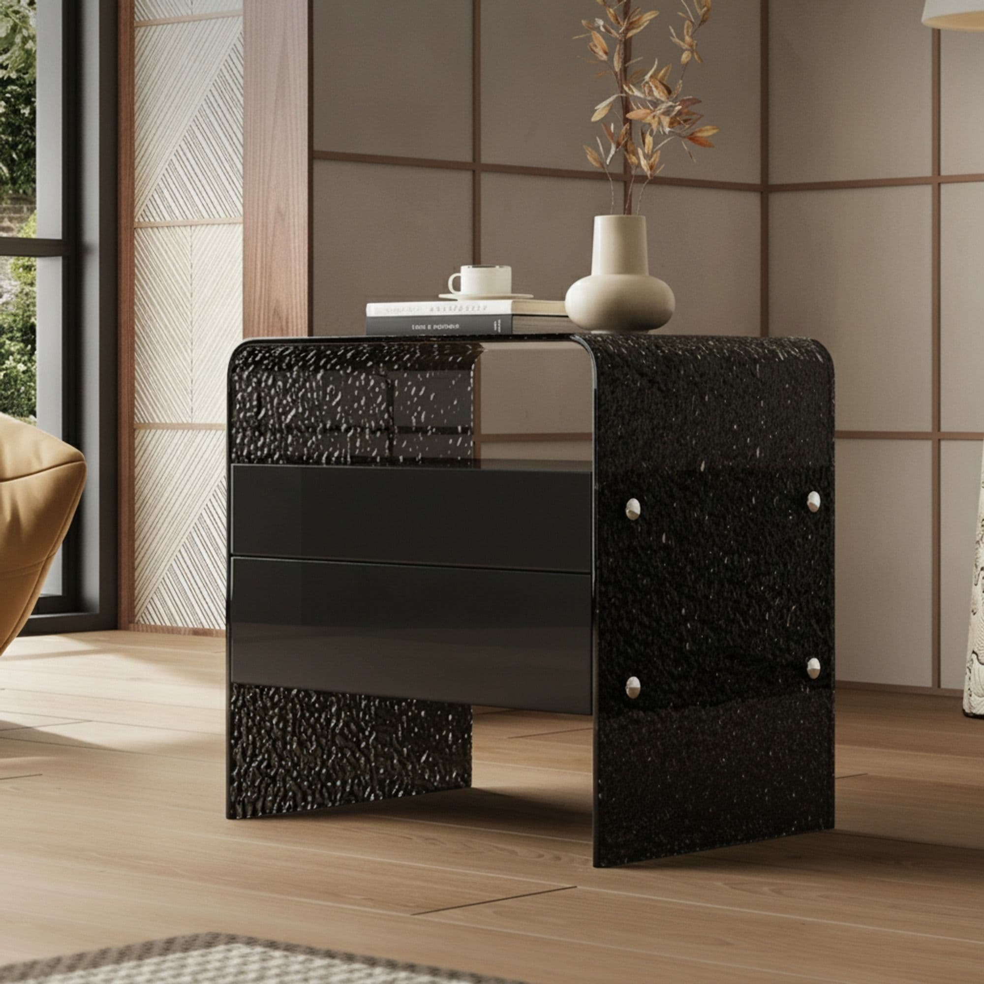 Minimalist Ripple Nightstand lifestyle 1