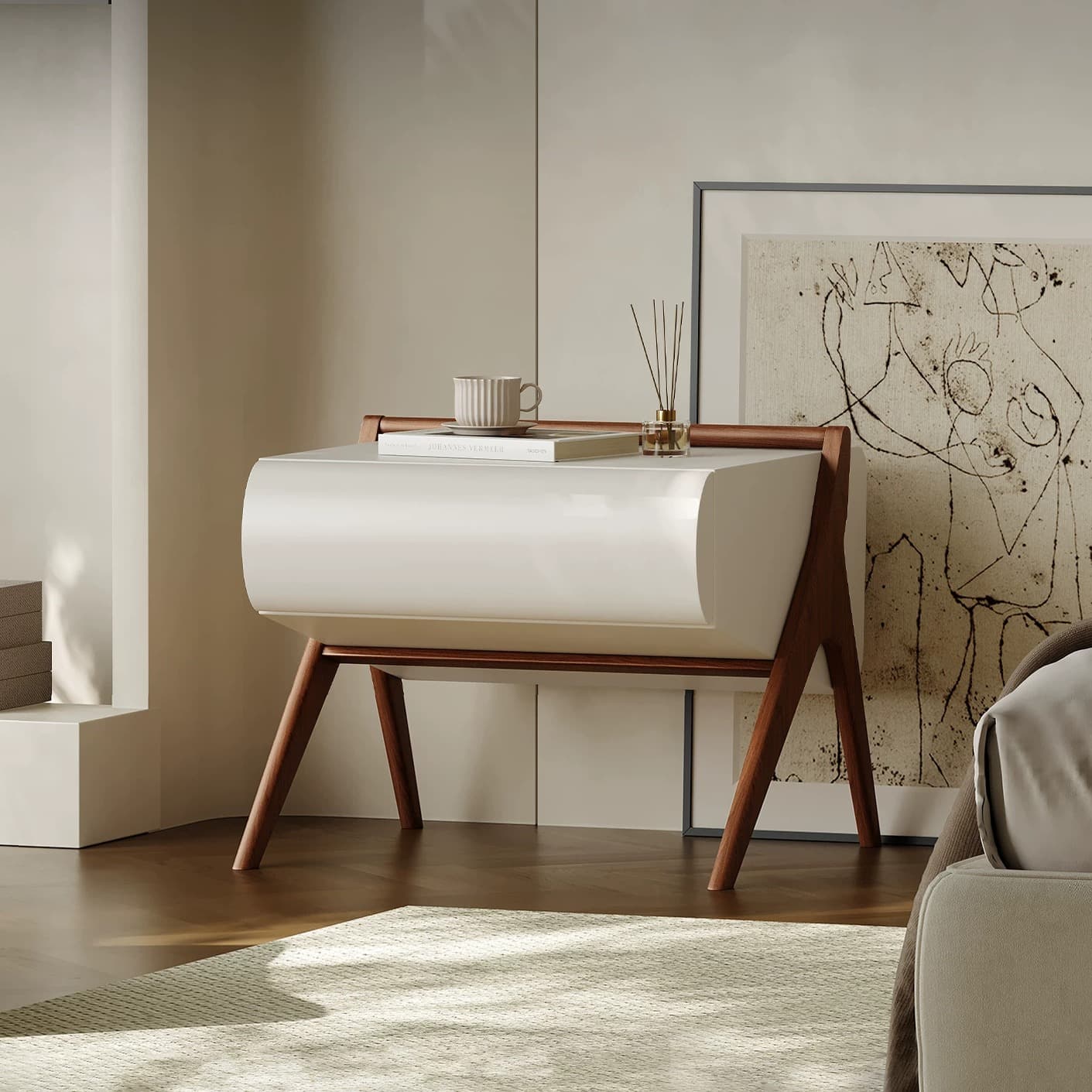 Modern Lacquered Nightstand lifestyle 1