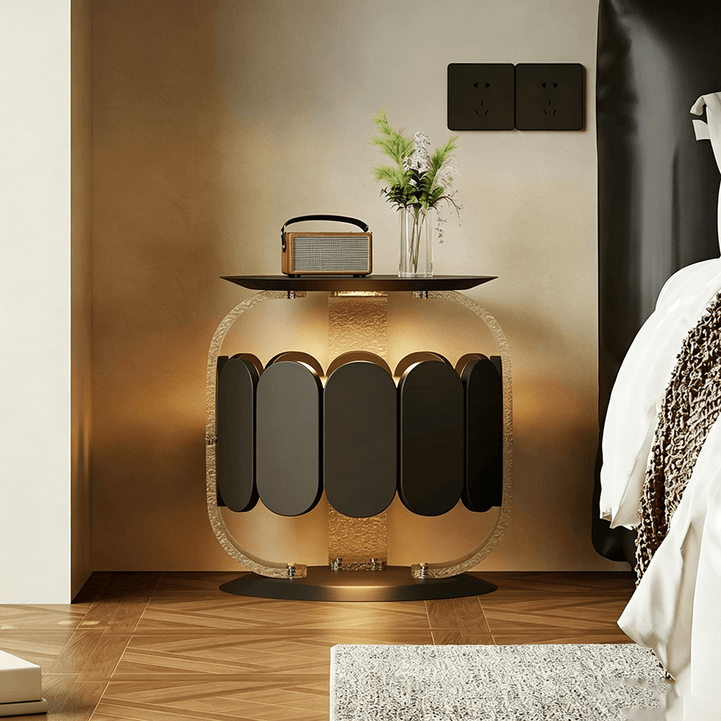 20.5" Luxury Engineered Wood Nightstand LED