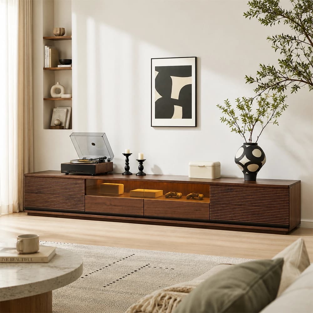 Minimalist Illuminated TV Stand lifestyle 2
