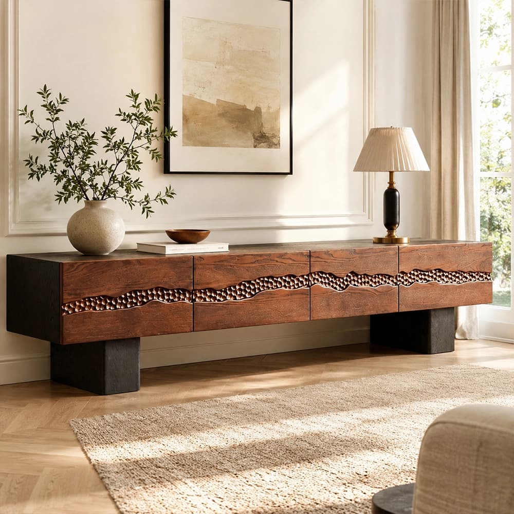 Vintage Ash Wood Media Console lifestyle 2