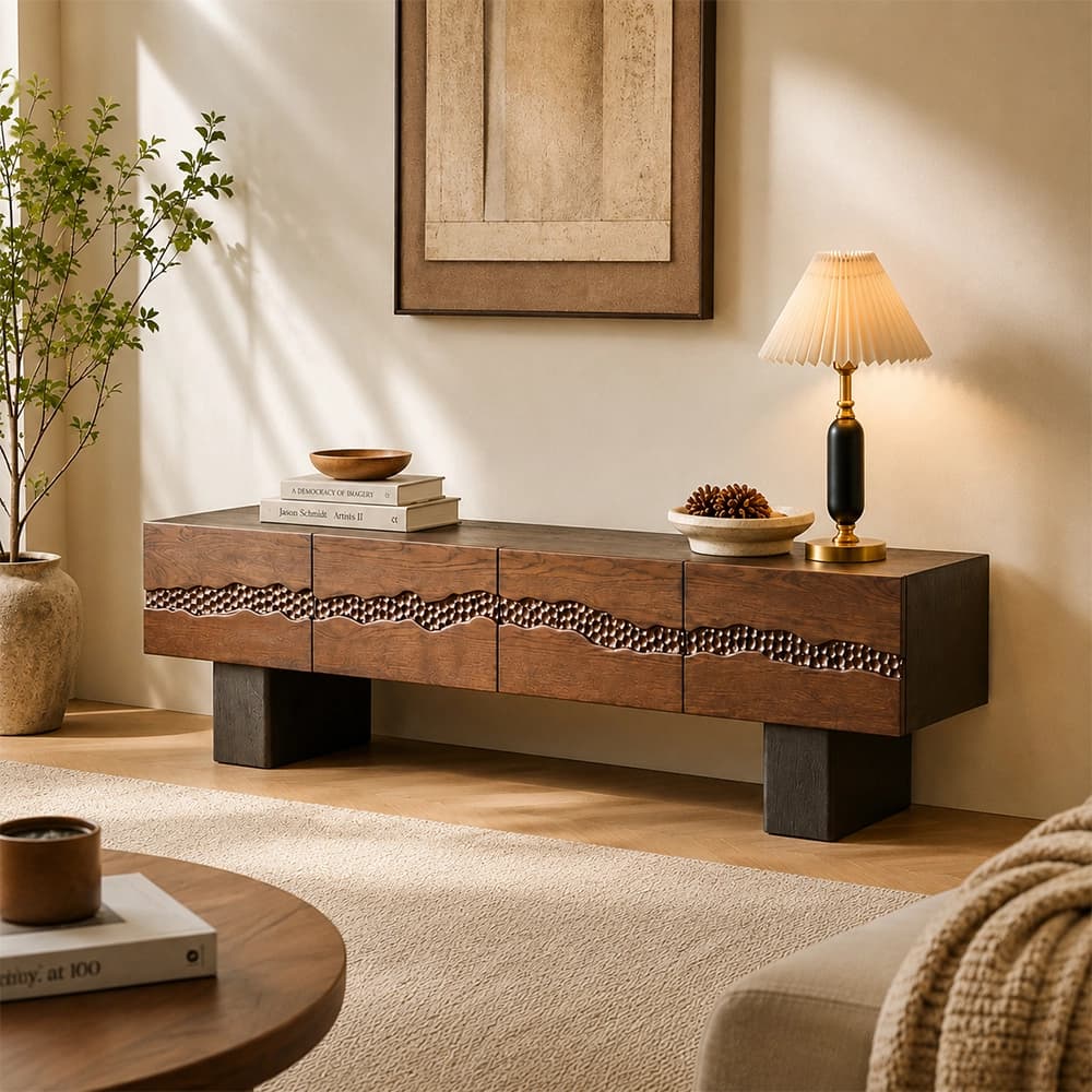 Vintage Ash Wood Media Console lifestyle 3