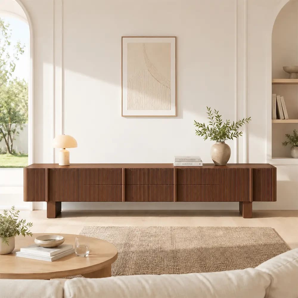 Minimalist Wood TV Stand lifestyle 1