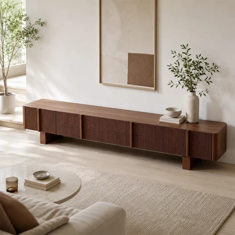 Minimalist Wood TV Stand lifestyle 2