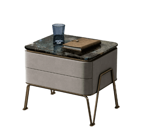 Geometric Nightstand, Wood or Stone Top lifestyle 1