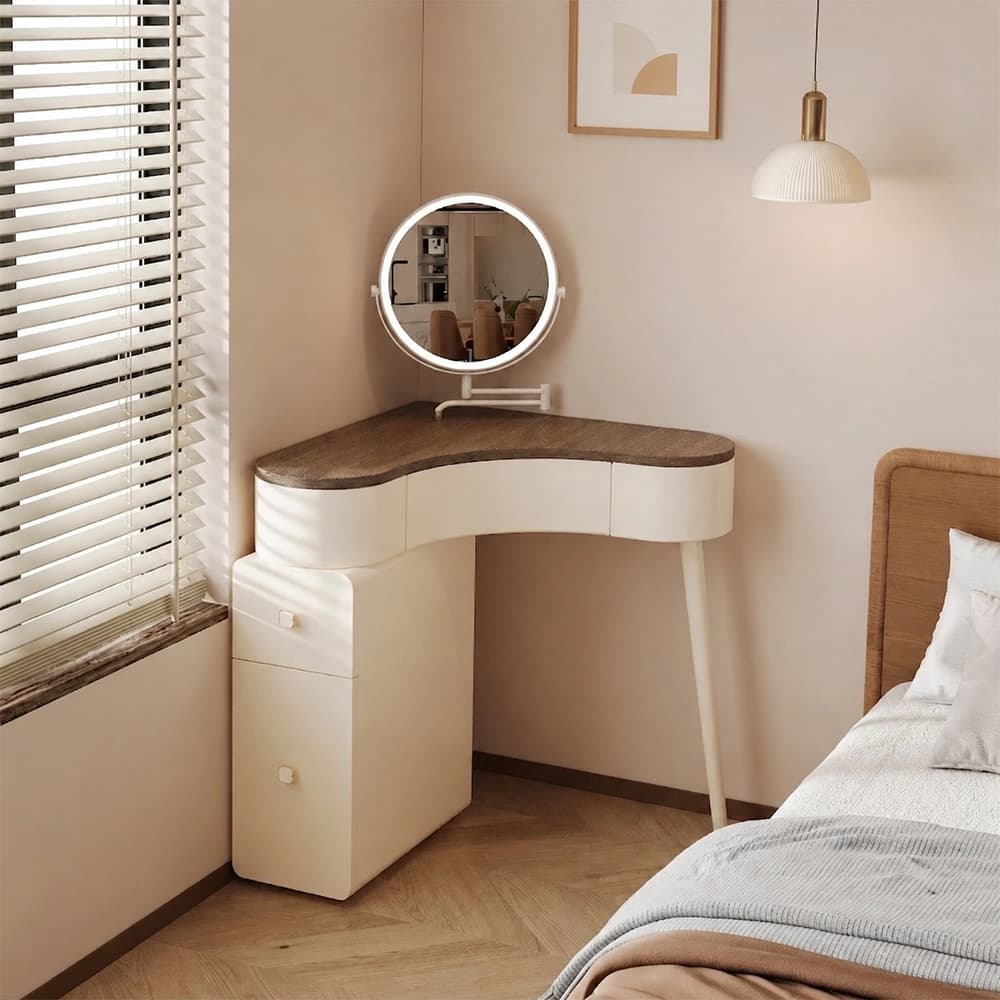 27.6" Contemporary Engineered Wood Vanity & Dresser Set with LED Mirror