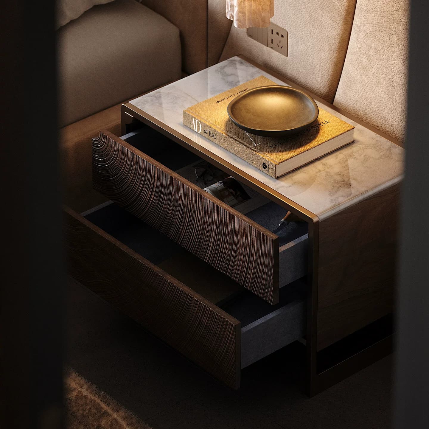 23.2" Luxury Plywood Nightstand with Drawers
