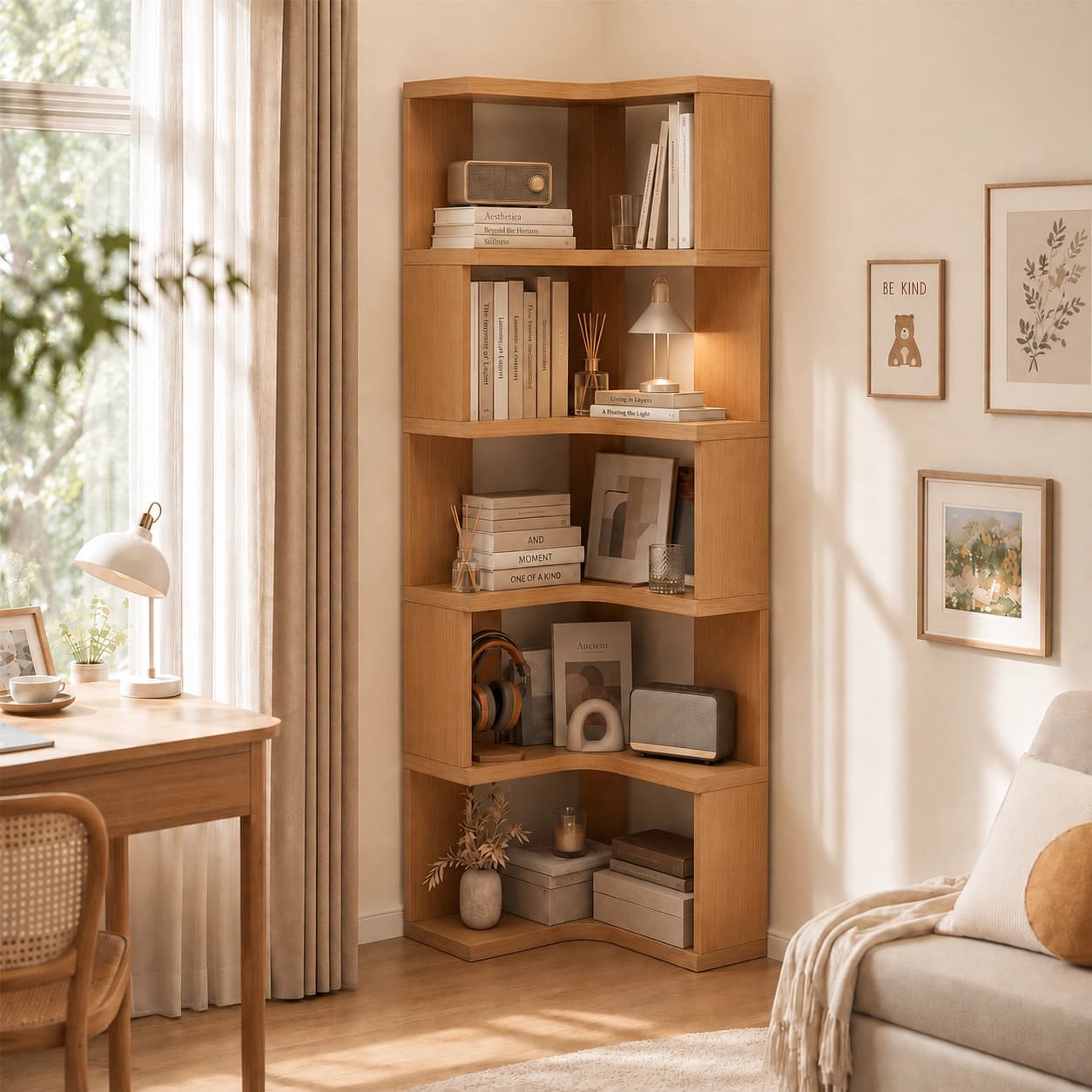 Multi-Tier Corner Cabinet lifestyle 1