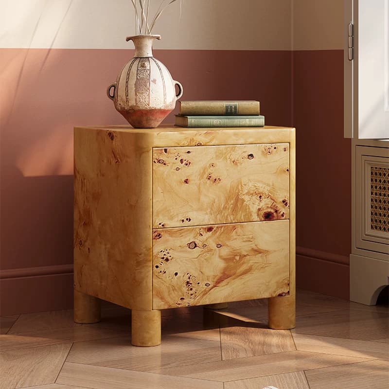 Natural Burl Wood Nightstand lifestyle 3