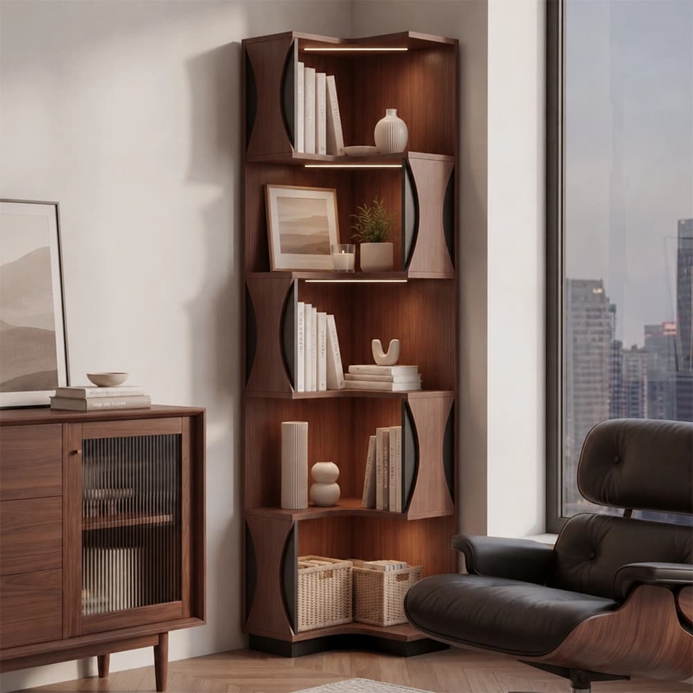 Retro Corner Display Cabinet with Open Storage lifestyle 2