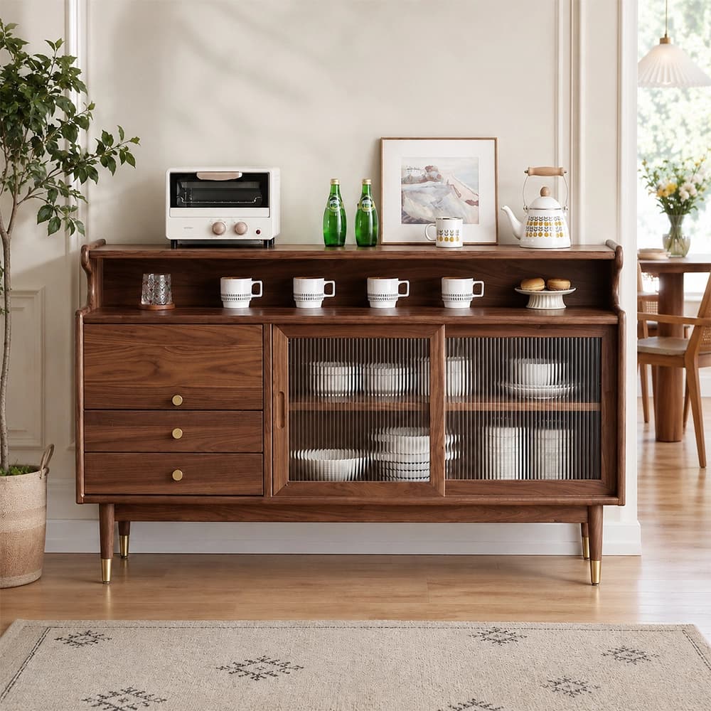 47.2" Mid-Century Modern Solid Wood Sideboard with Drawers
