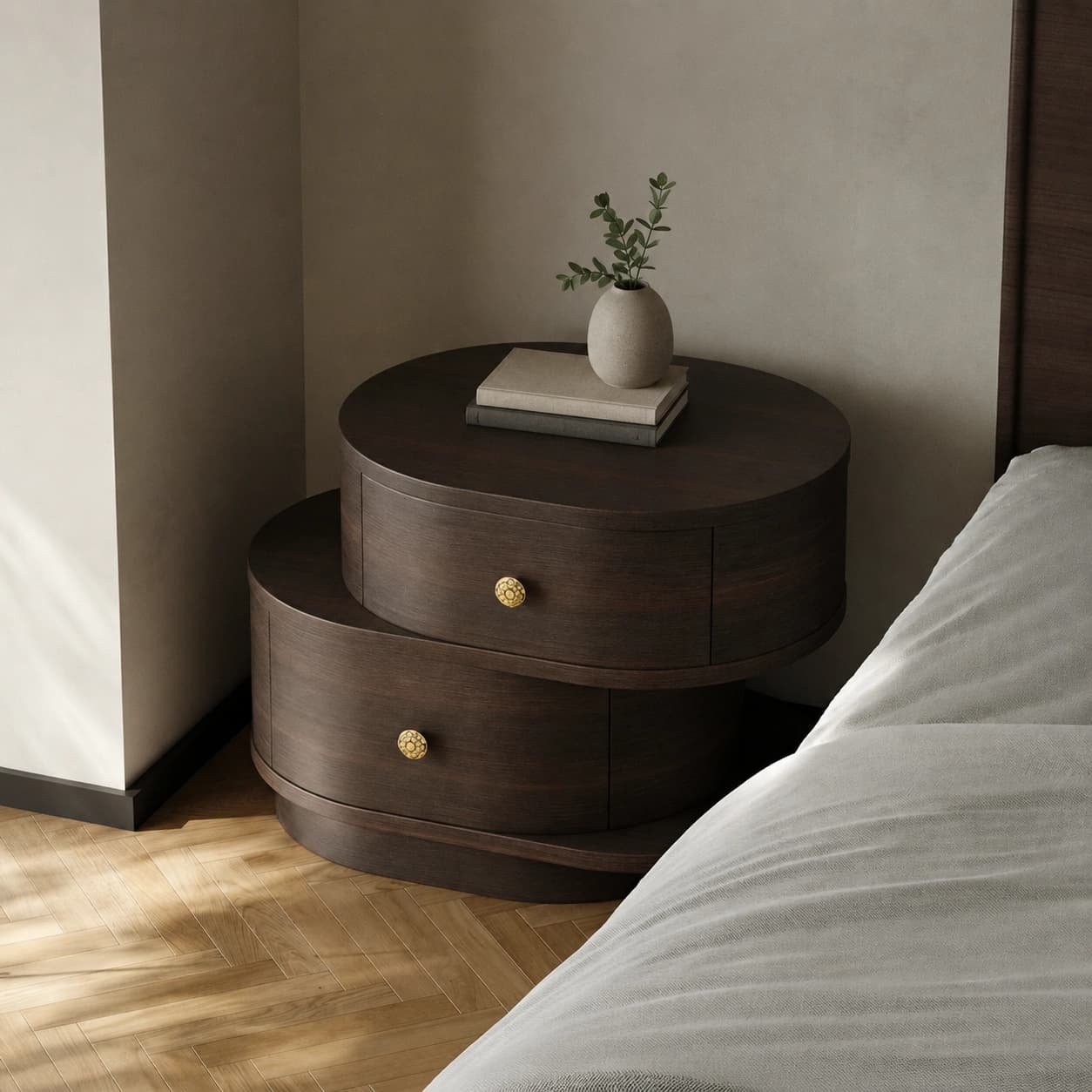 23.6" Luxury Plywood Nightstand with Drawers