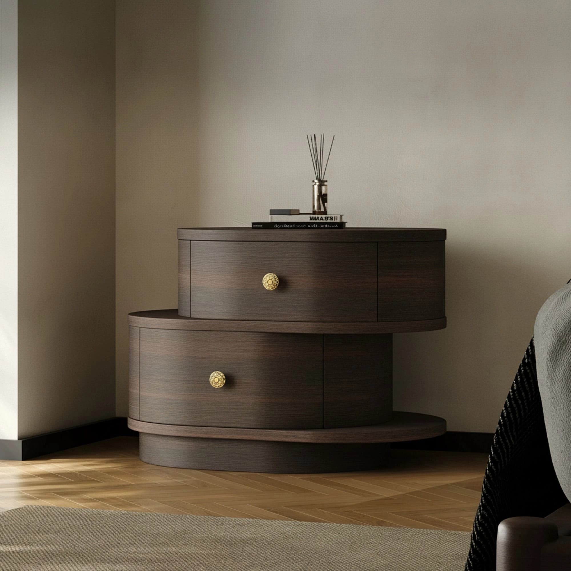 Dark Brown Vintage Nightstand lifestyle 3