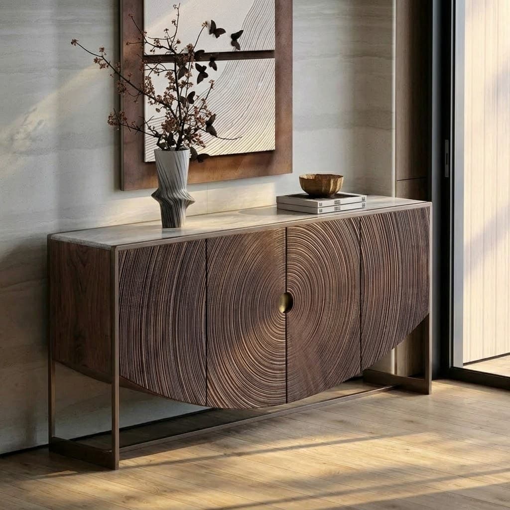 Mid‑Century Carved Tree‑Ring Sideboard lifestyle 3