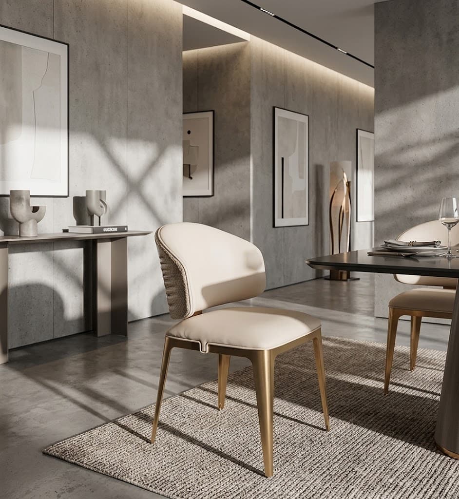 Sculptural Faux Leather Dining Chair lifestyle 3