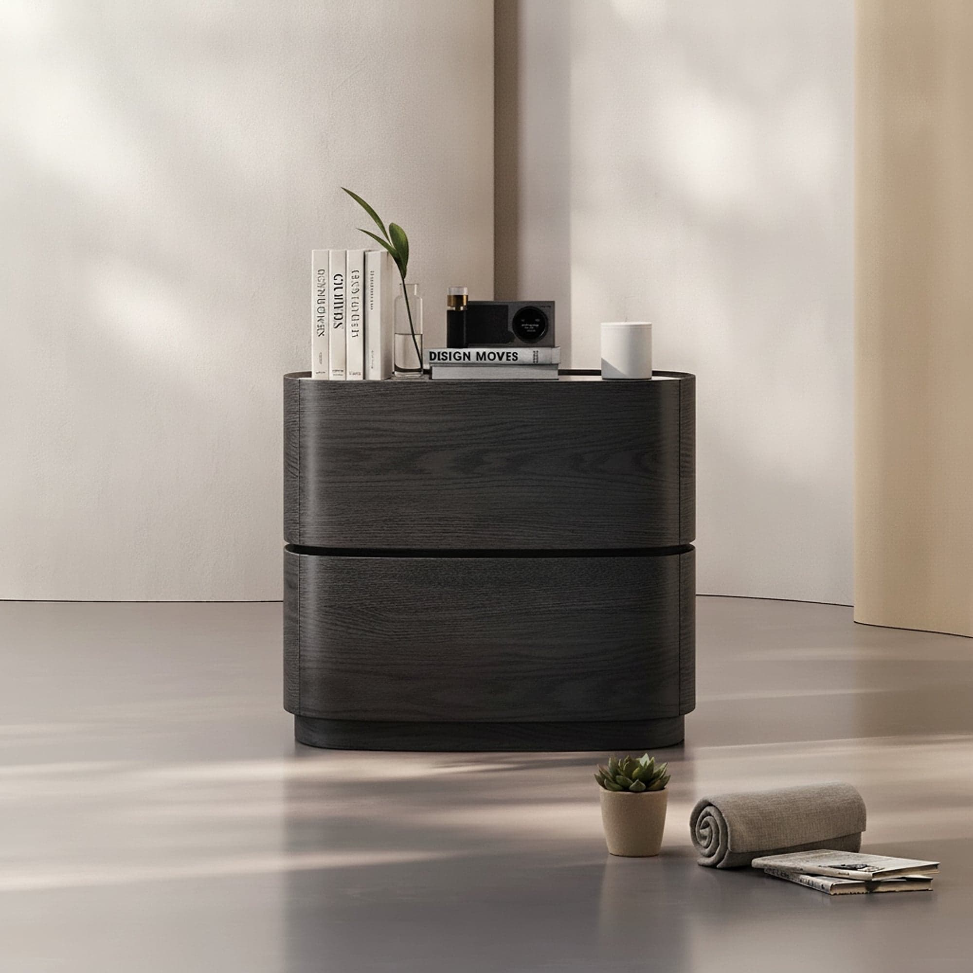 21.7" Contemporary Plywood Nightstand with Drawers