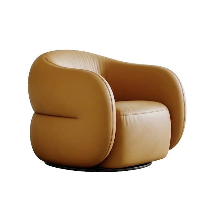 Minimalist Leather Lounge Chair with Solid Wood Frame lifestyle 1