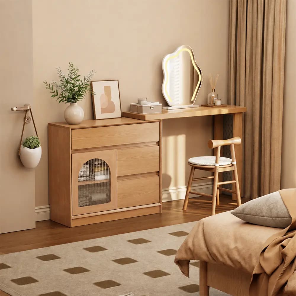 70.9" Japandi Plywood Vanity & Dresser Set with LED Mirror