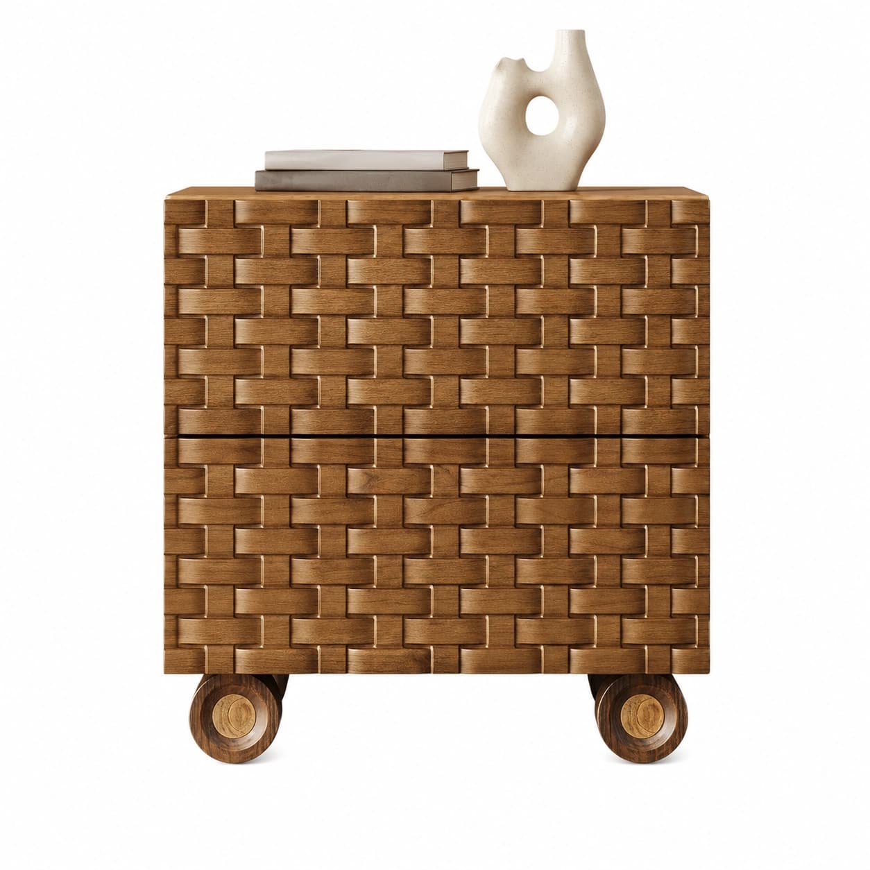 Solid Wood Nightstand with Pattern lifestyle 1