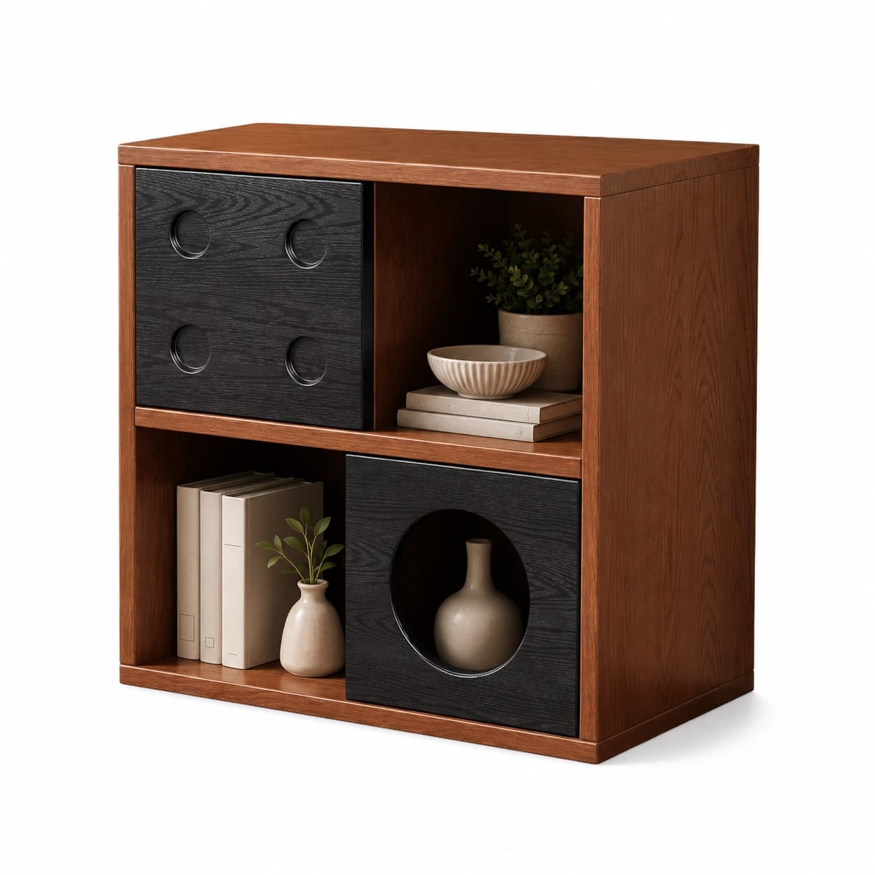 Walnut & Black Modular Nightstand lifestyle 1