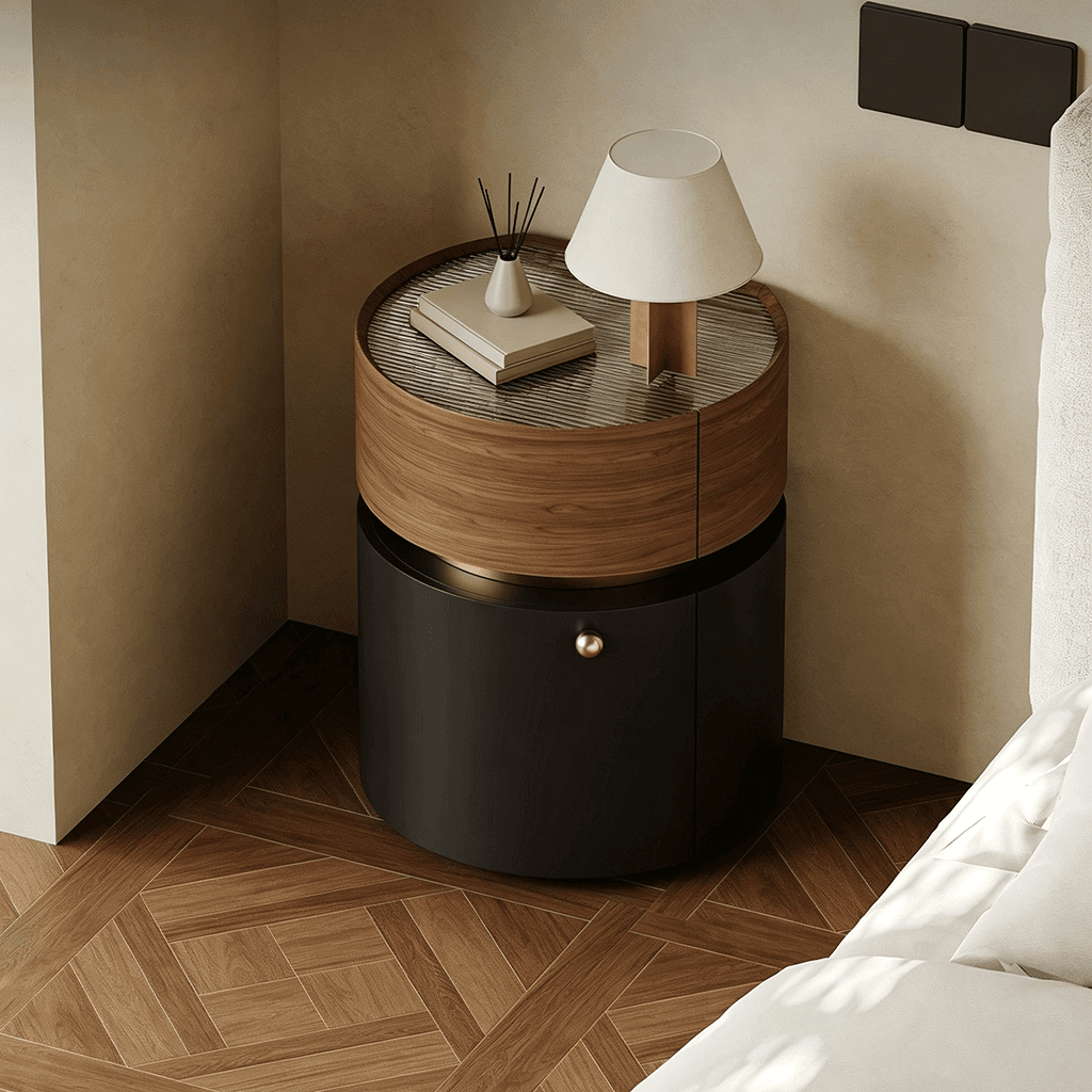 Vintage Round Nightstand with Mirror lifestyle 3