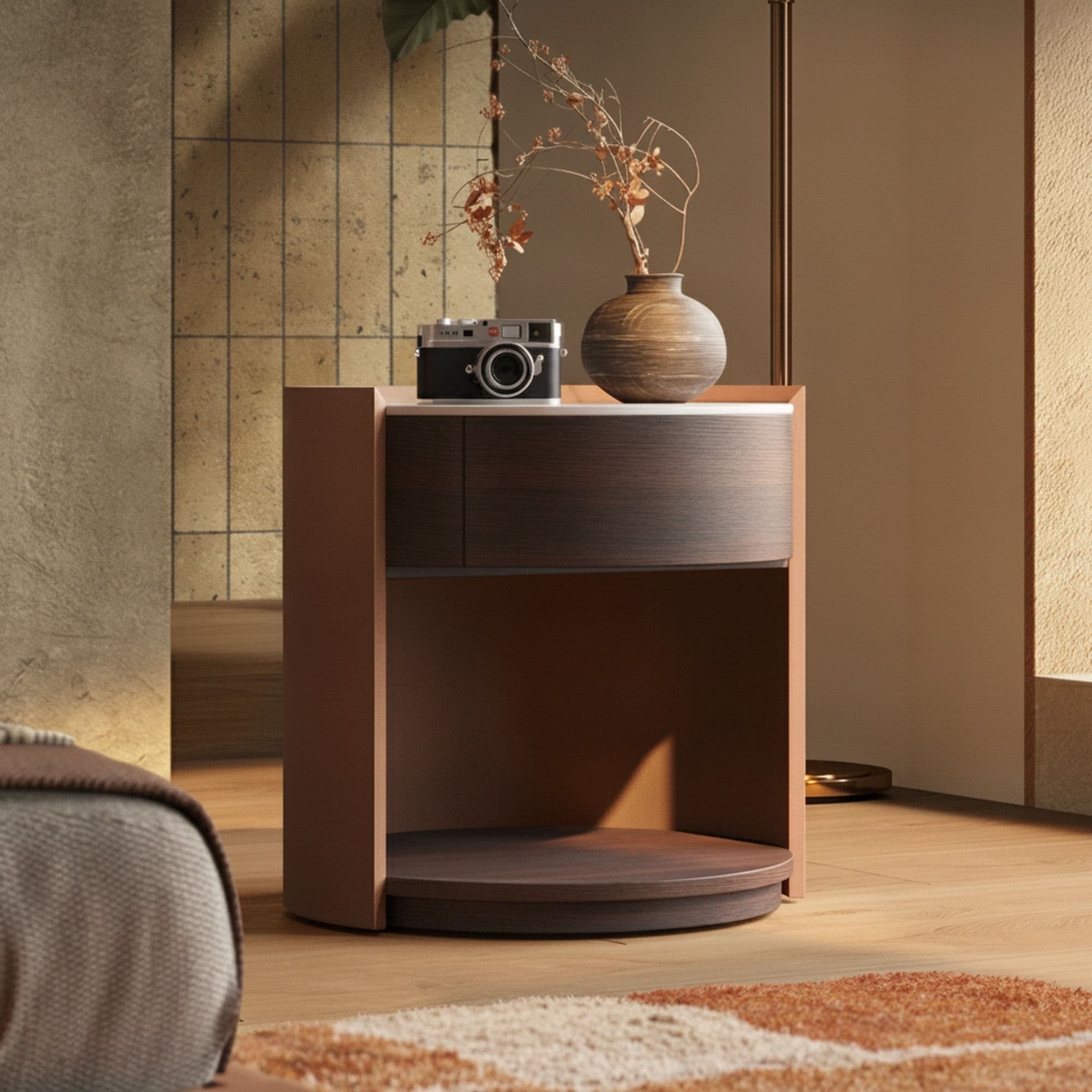 Sintered Stone & Wood Veneer Nightstand lifestyle 1