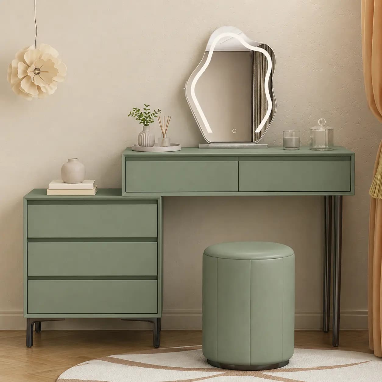 Solid Wood Corner Dressing Table lifestyle 1