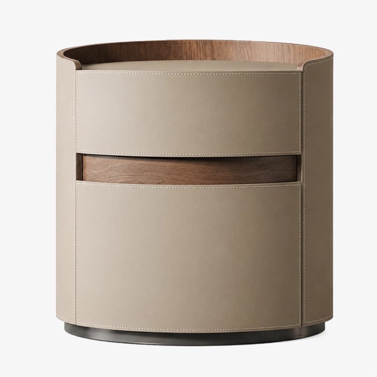 Slab Top Nightstand with Saddle Leather lifestyle 1
