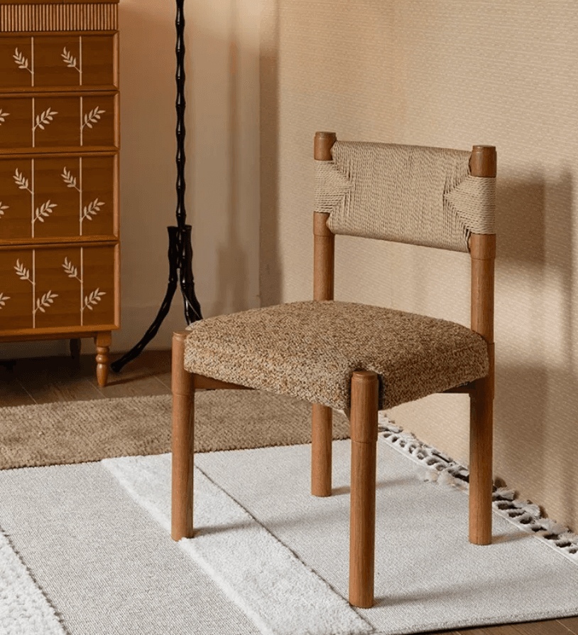 Japandi Fabric Upholstered Dining Chair
