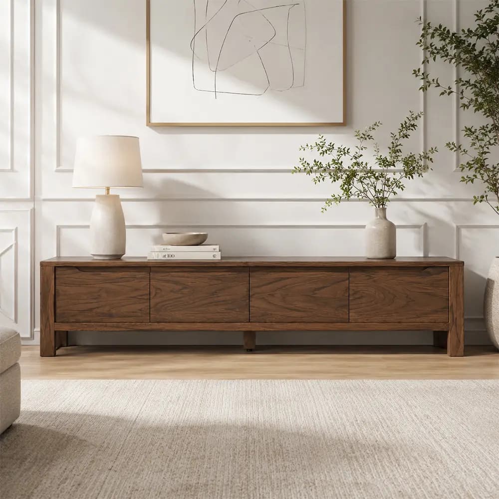 47.2" Modern Solid Wood TV Stand with Storage