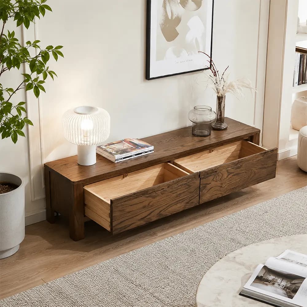 Solid Oak Modern TV Cabinet lifestyle 3