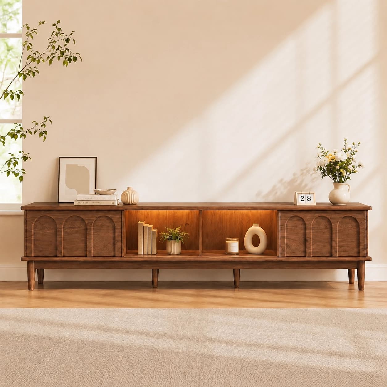 Walnut Retro TV Stand lifestyle 1