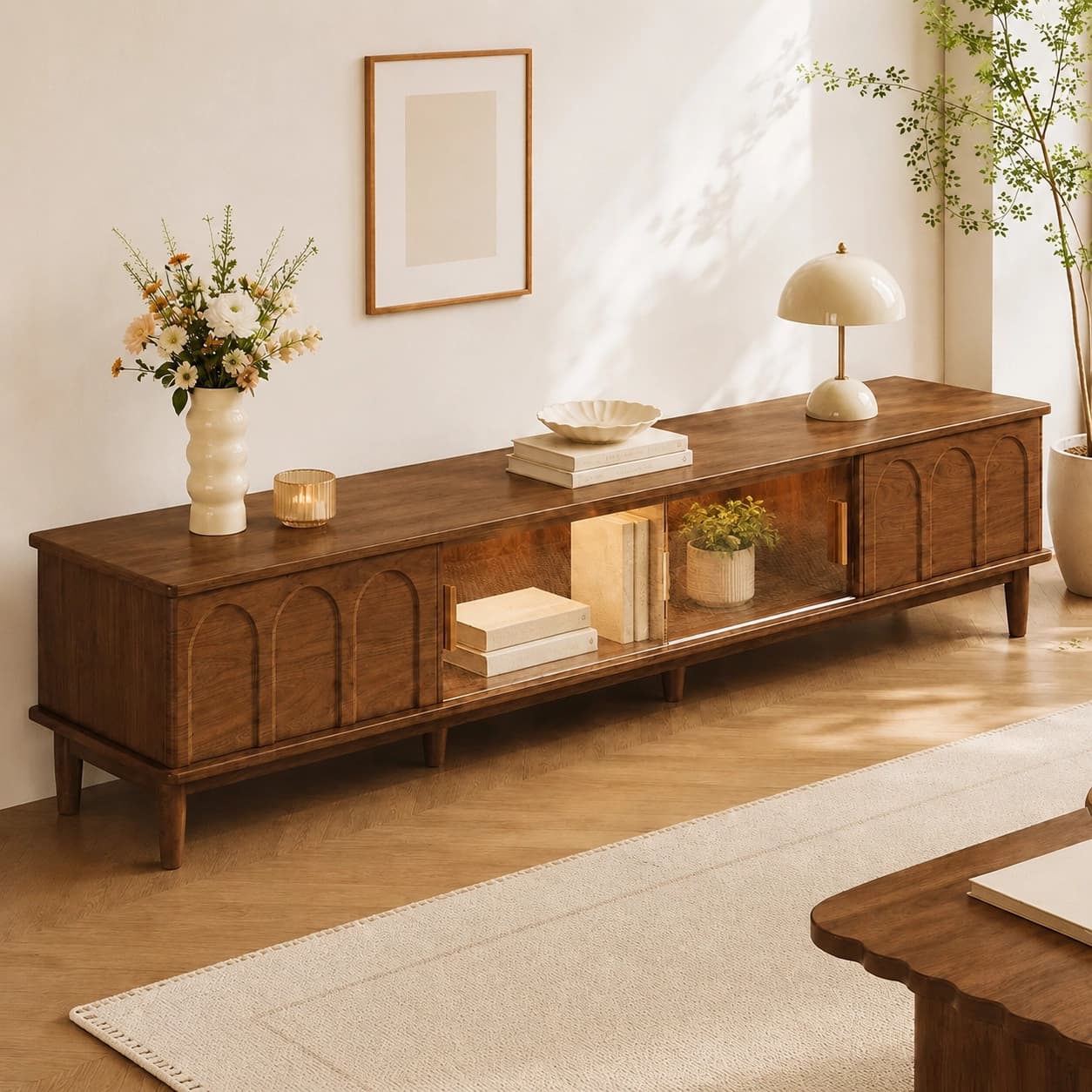 Walnut Retro TV Stand lifestyle 2