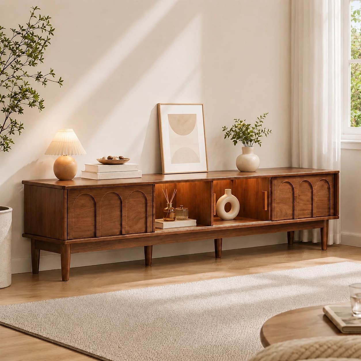 Walnut Retro TV Stand lifestyle 3