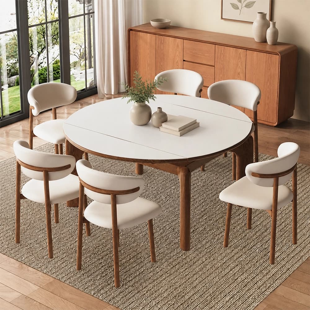 47.2" Scandinavian Ash Wood Extendable Dining Table