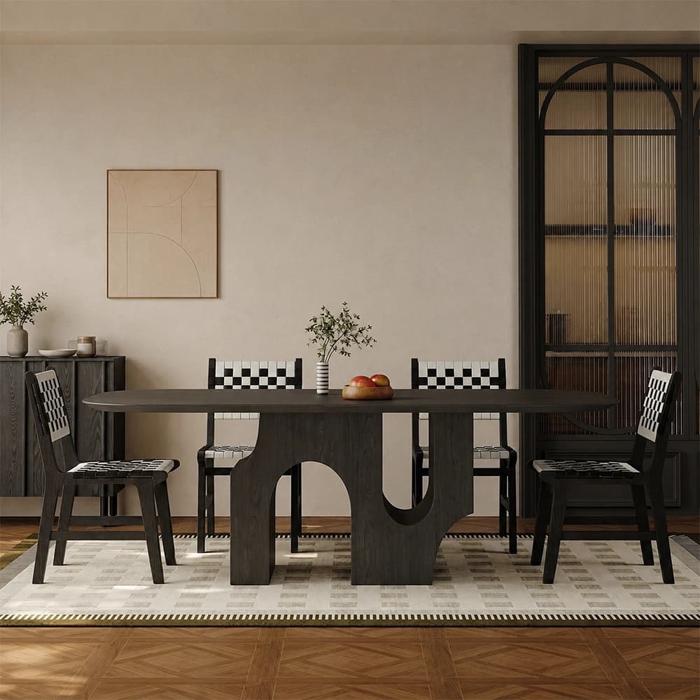 78.7" Organic Modern Oak veneer and HDF Oval Dining Table