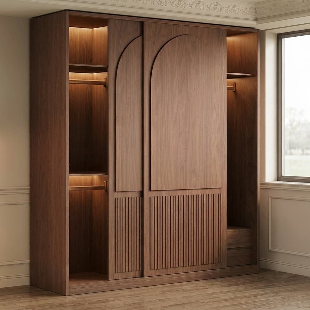 Walnut Sliding Door Wardrobe lifestyle 1